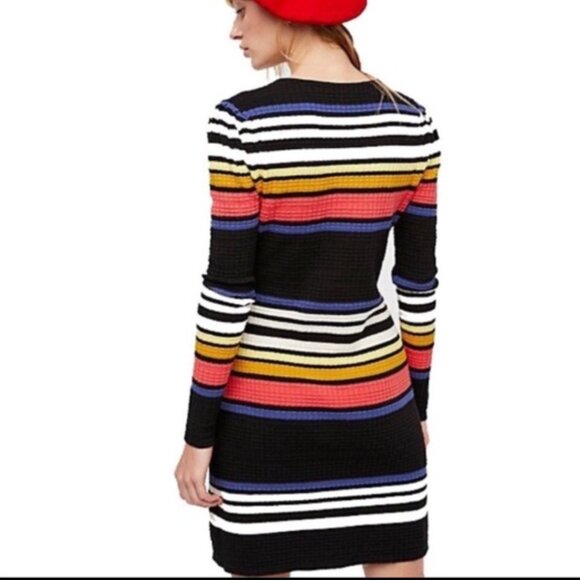 NWT Free People Gidget Knit Sweater Mini Dress Striped Size Large NEW - Picture 3 of 8